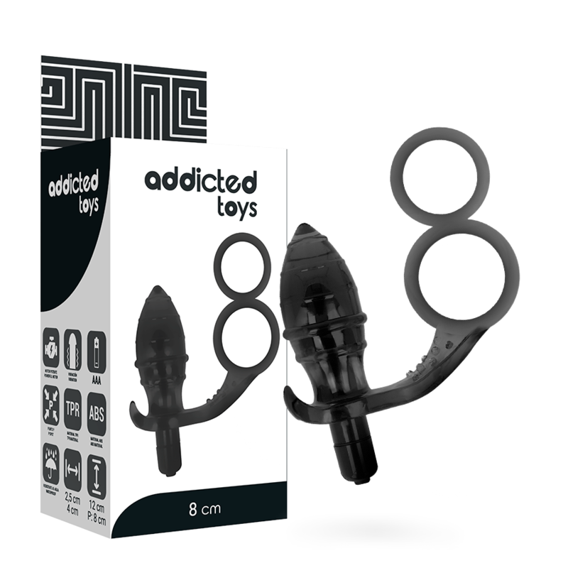 Plug anal ADDICTED TOYS con doble anillo y motor vibrador