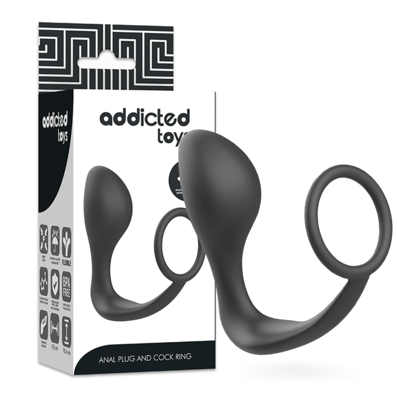 ADDICTED TOYS Plug anal con anillo de silicona negro