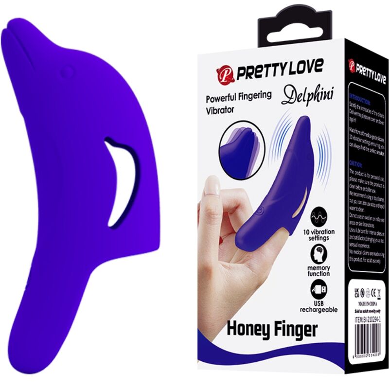 Vibrador de dedo Pretty Love Delphini, azul