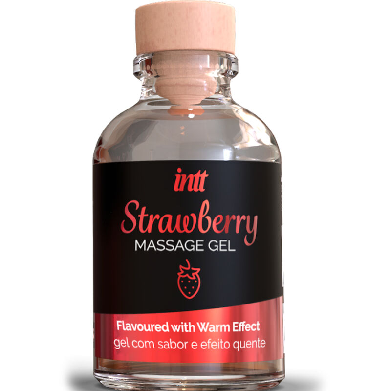 Gel de masaje INTT con sabor a fresa y efecto calor, 30 ml