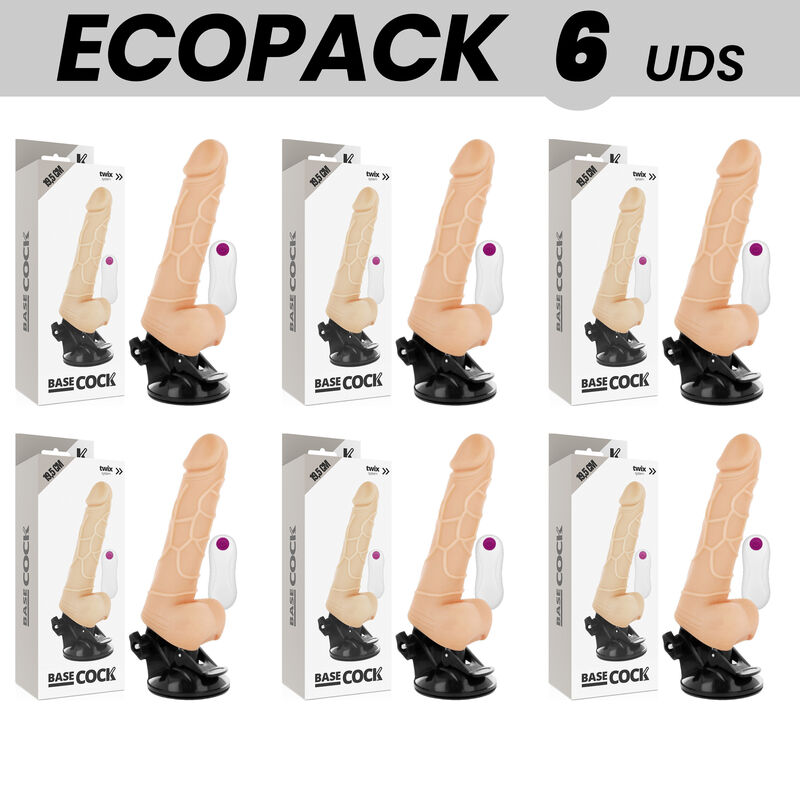 Vibrador realista de TPE con mando y ventosa, 12 modos de vibración BASECOCK