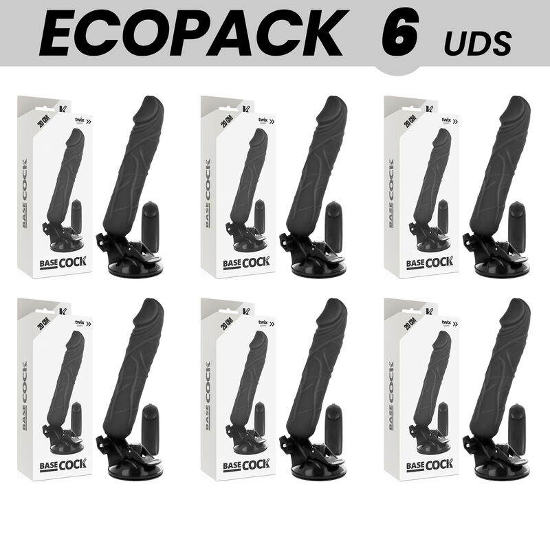 Vibrador realista con mando y ventosa, 20 cm, TPE BASECOCK