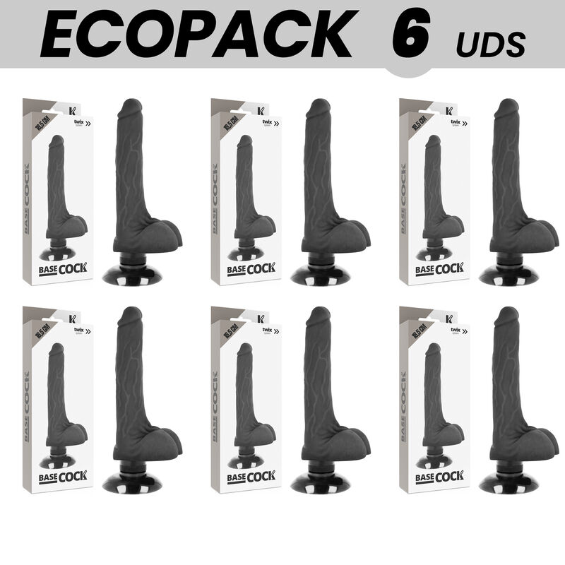 Vibrador realista con ventosa y funda flexible de 18 cm BASECOCK