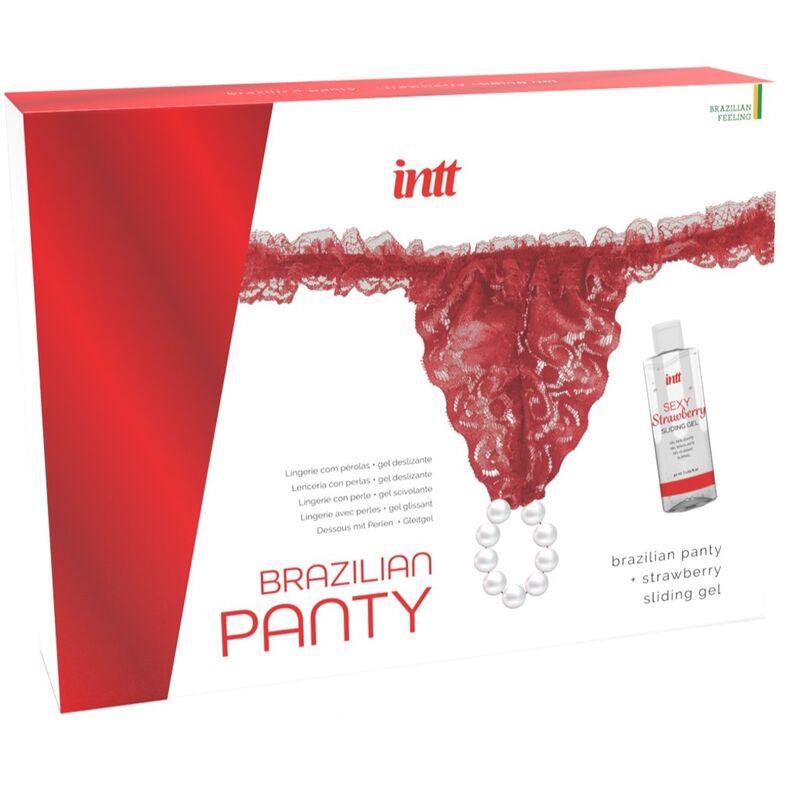 Set de INTT Releases con lubricante, tanga rojo de encaje y perlas