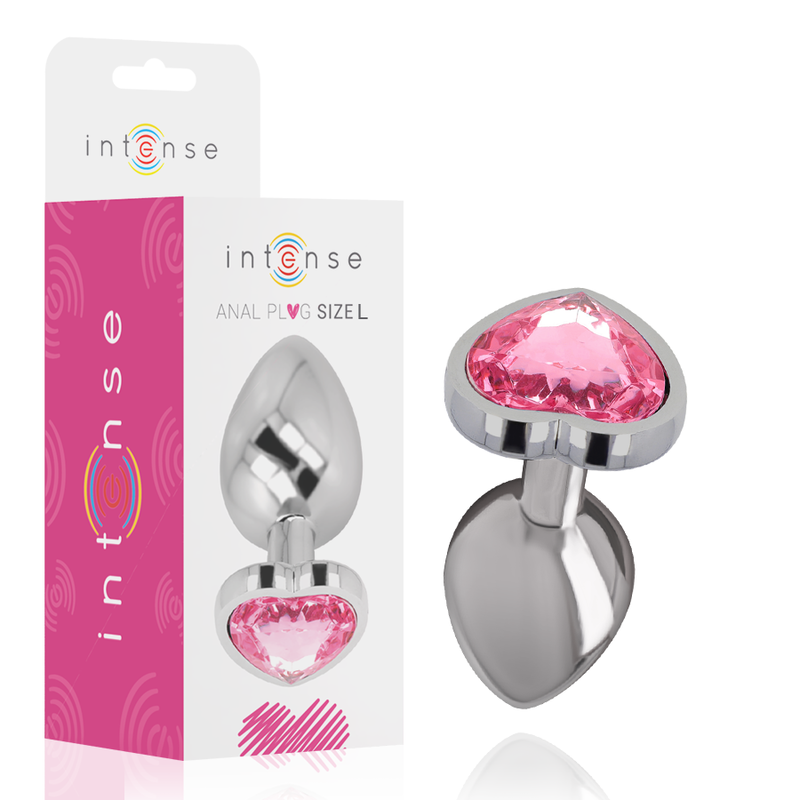 Plug anal de aluminio INTENSE con corazón rosa, talla L