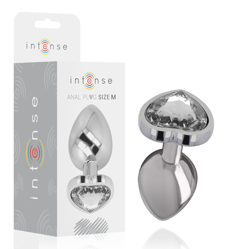 Plug anal INTENSE de metal con corazón blanco, talla M