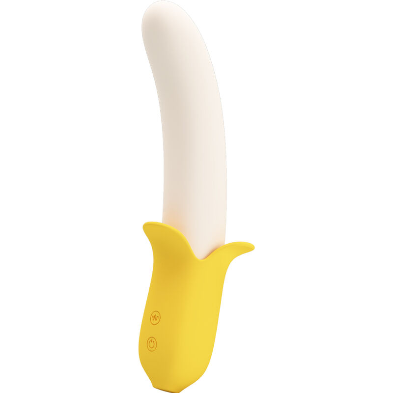 Dildo Pretty Love Banana Geek con vibración y movimiento de empuje