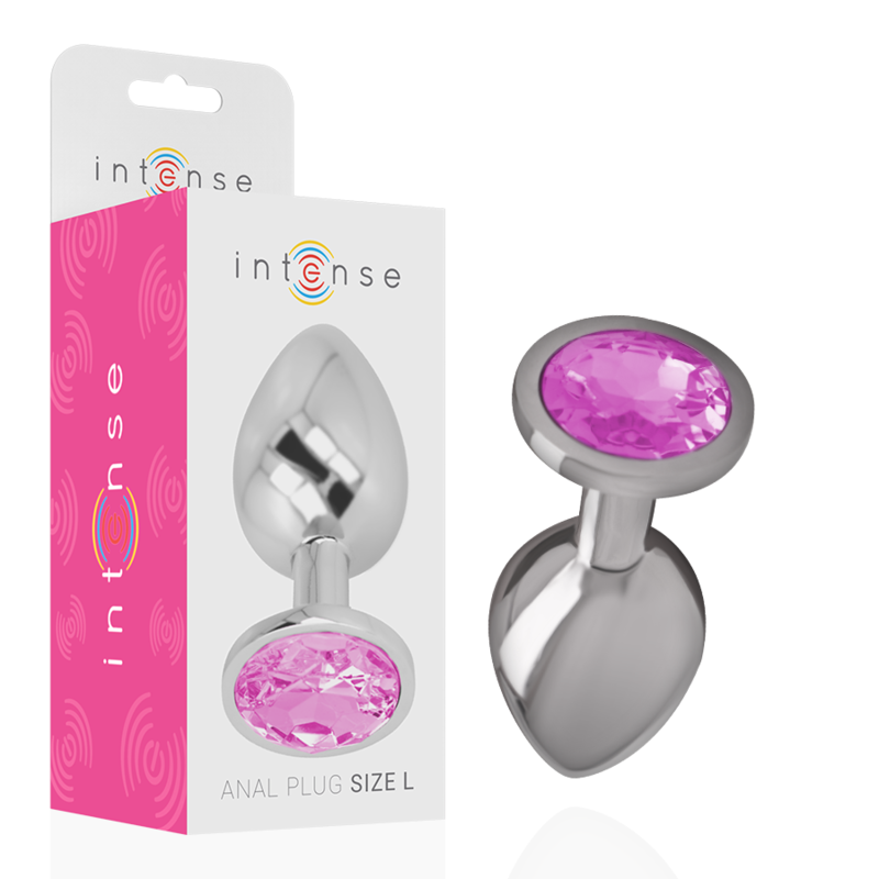 Plug anal INTENSE de metal con cristal rosa, talla L