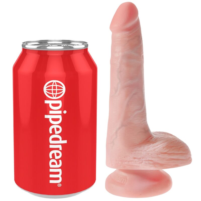 Dildo realista KING COCK con arnés y testículos, 13,5 cm