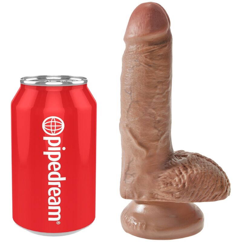 Dildo para arnés KING COCK con testículos, 13,2 cm, color caramelo