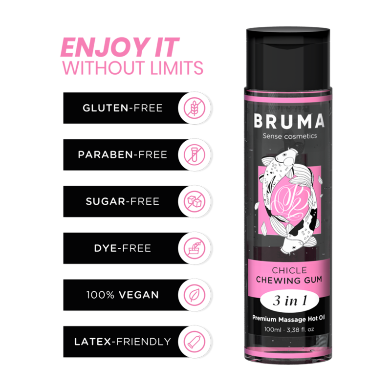 Aceite de masaje BRUMA con sabor a chicle, 100 ml