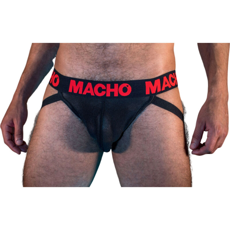 Jockstrap MACHO MX26X2 en negro y rojo · Talla: S