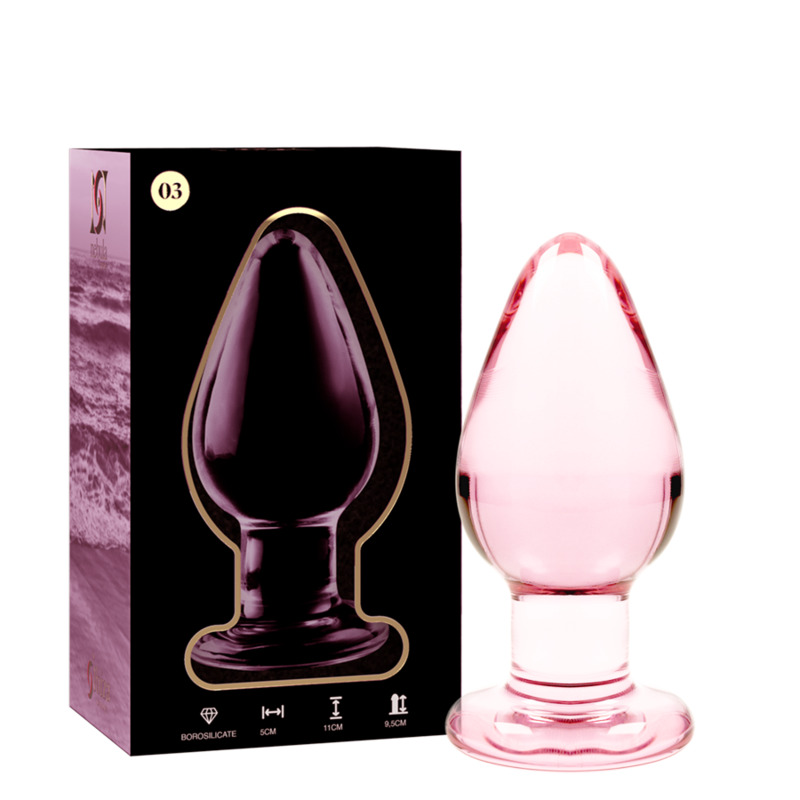 Plug anal de cristal de borosilicato rosa, 11 cm