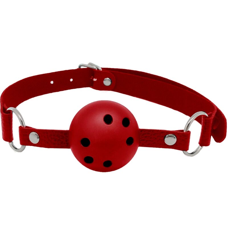 Mordaza de bola roja transpirable para sesiones de bondage cómodas ALIVE