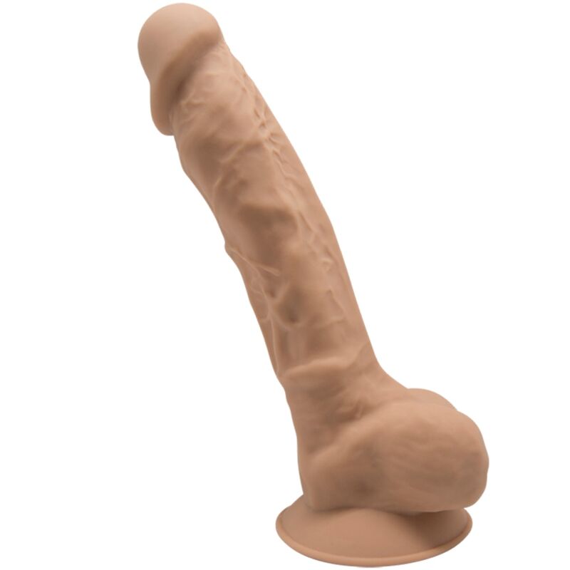 Dildo realista de 17,5 cm con núcleo SILEXPAN y ventosa color caramelo SILEXD