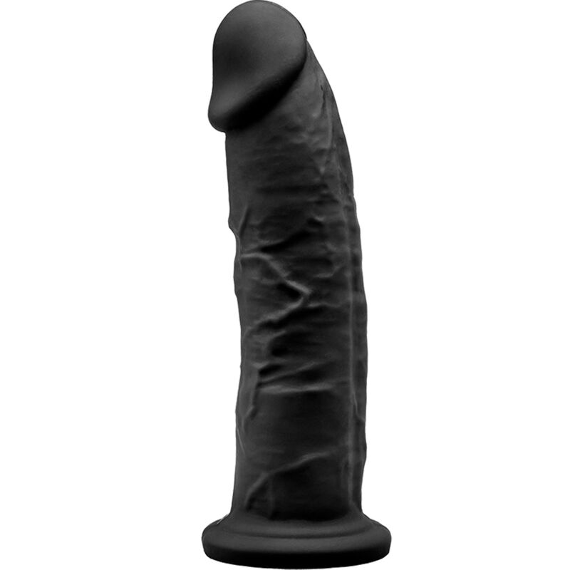 Dildo realista de 19 cm de silicona Silexpan con ventosa negro SILEXD