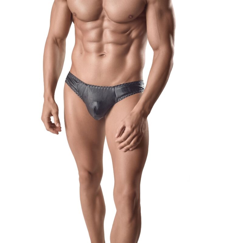 Tanga masculino de cuero elástico, ajuste cómodo, negro, talla S ANAIS