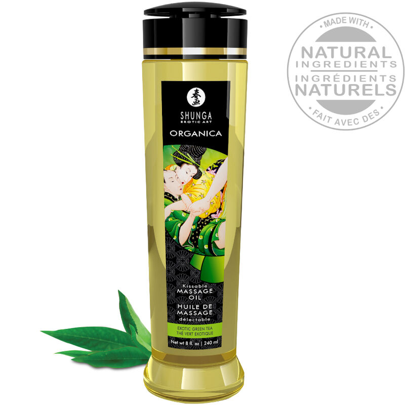Aceite de masaje Shunga con aroma a té verde, 240 ml
