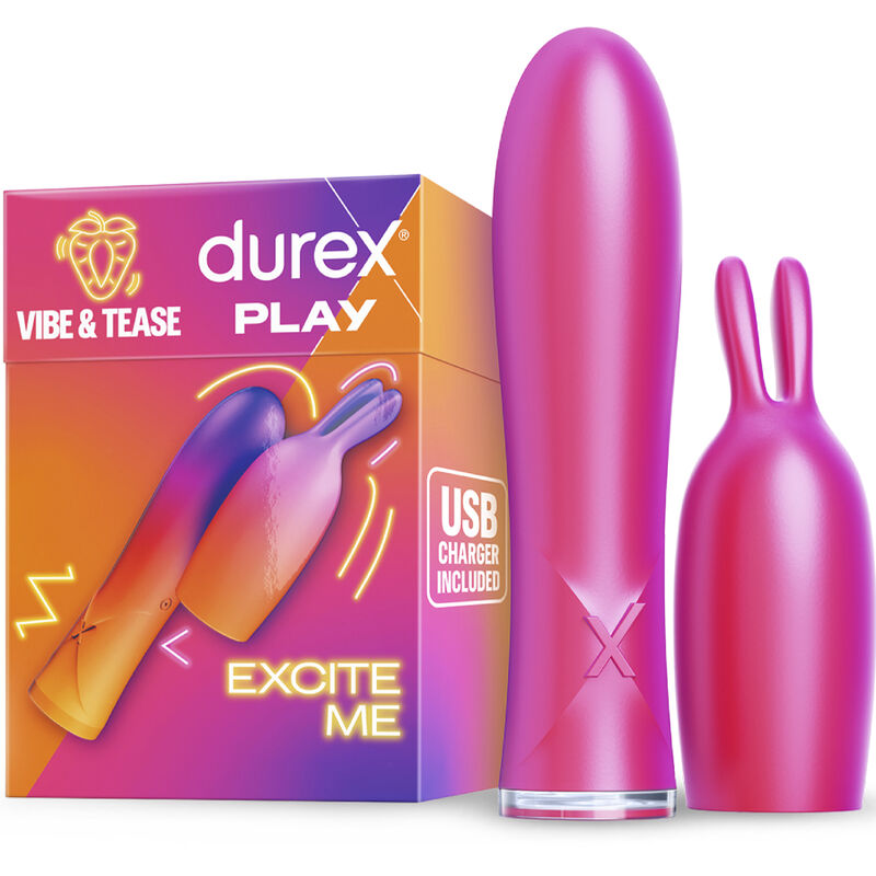 Vibrador conejito Durex Vibe & Tease con accesorio estimulador