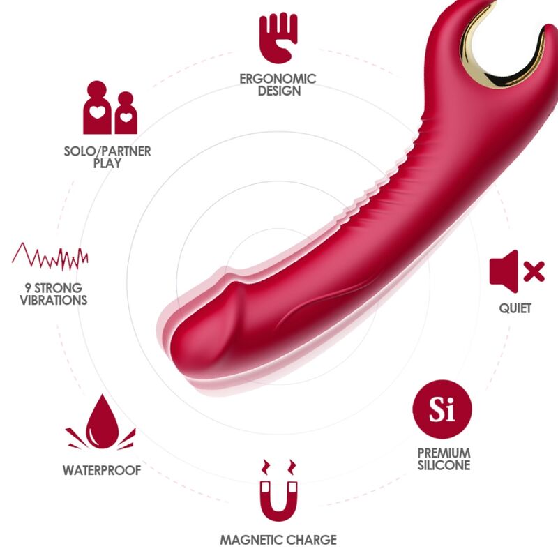 Vibrador ARMONY Prince con rotación, rojo