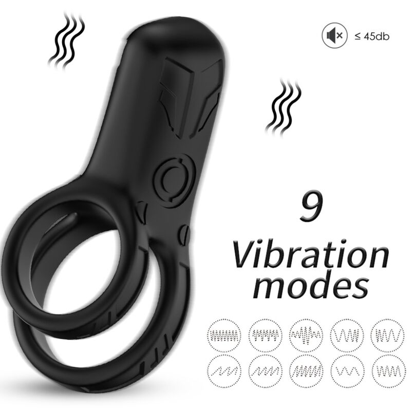 ARMONY FOR HIM anillo para el pene vibrador con diseño de doble anillo, negro