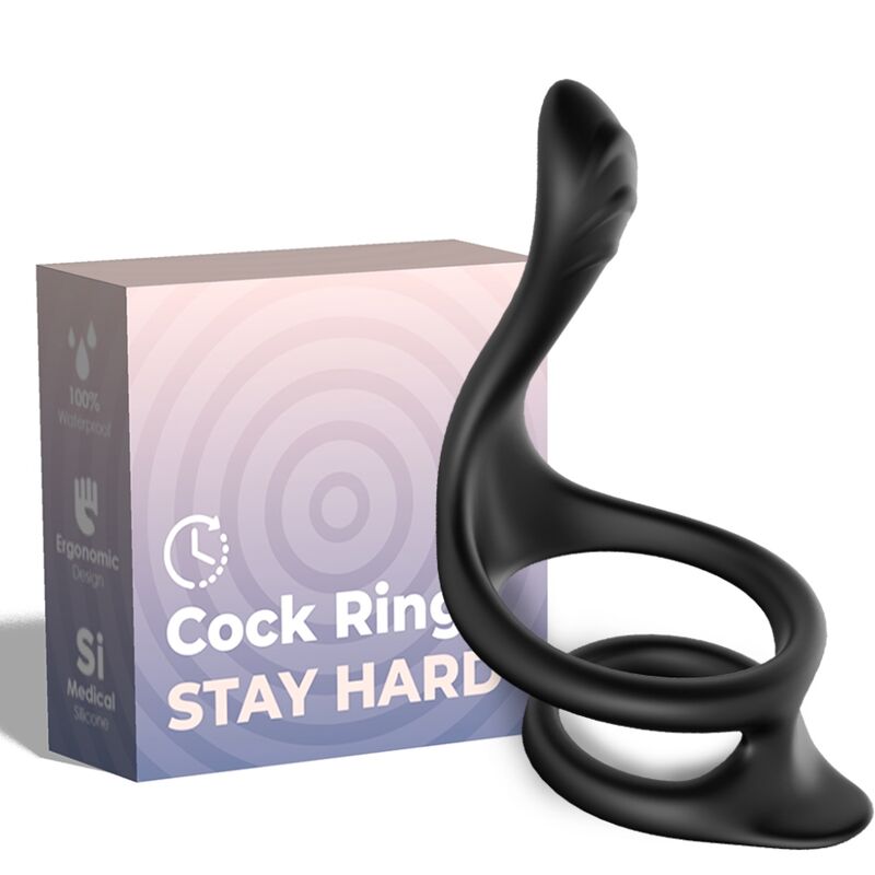 Anillo anal doble ARMONY Tail: anillo para el pene sin vibración, negro