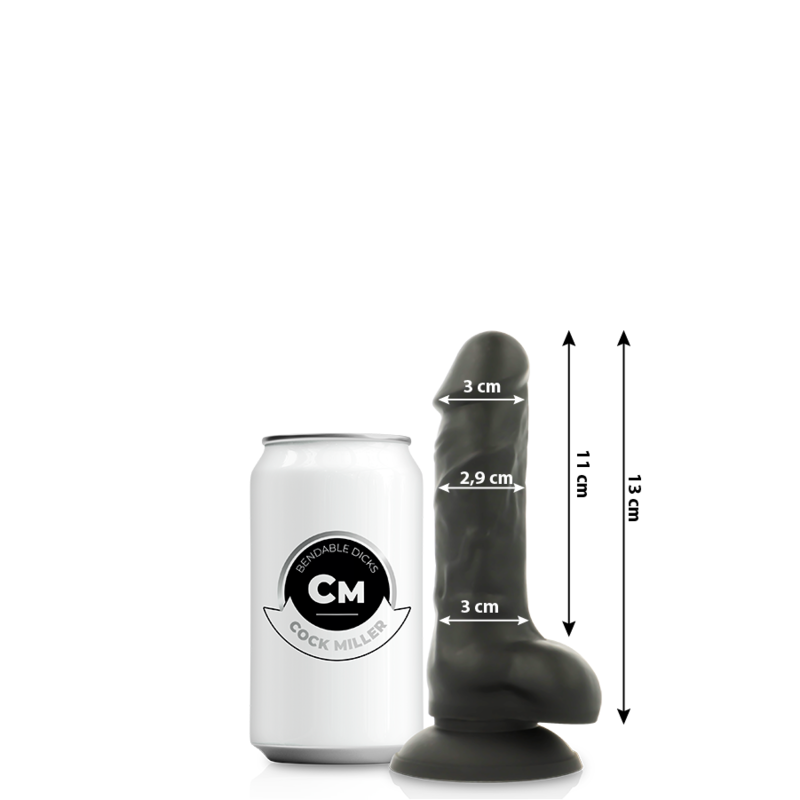 Dildo realista de silicona de doble densidad, articulable, 13 cm, con ventosa COCK MILLER