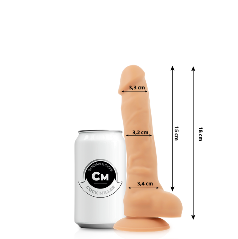 Dildo realista de silicona de 18 cm con doble densidad y ventosa COCK MILLER