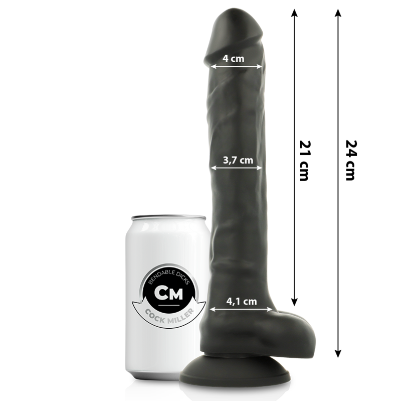 Consolador realista de silicona dual con ventosa de gran sujeción, 24 cm COCK MILLER