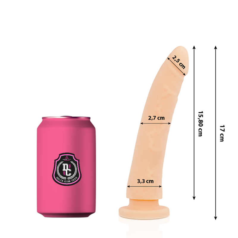 Consolador DELTACLUB de silicona médica, 17 cm