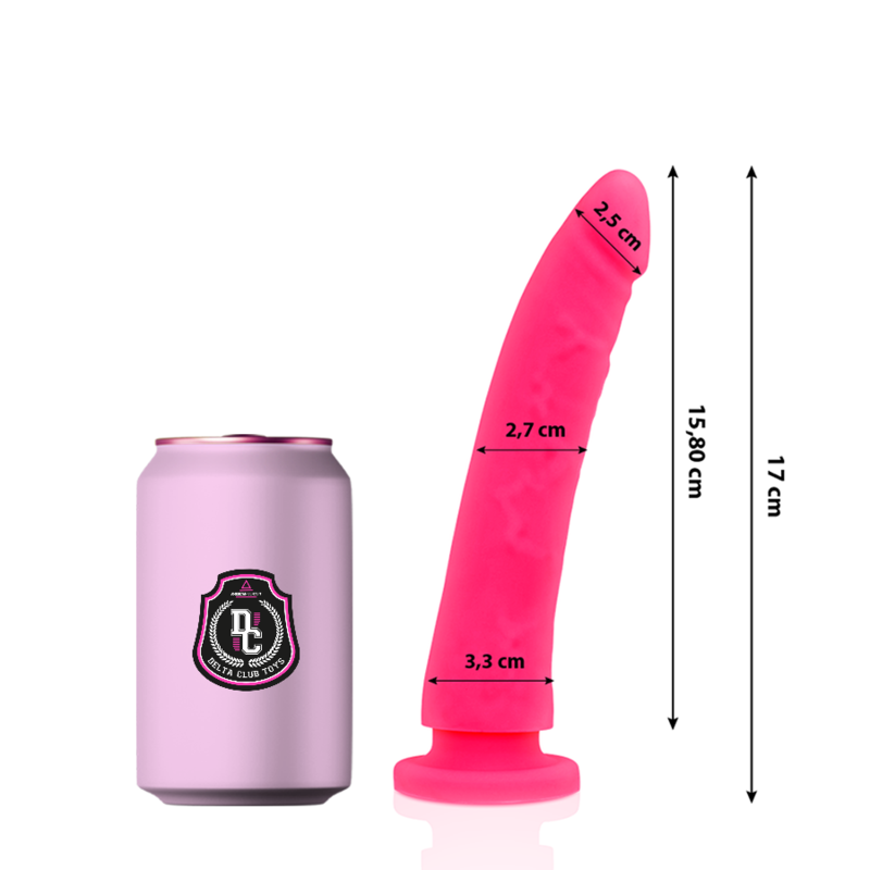 Dildo DELTACLUB de silicona médica, rosa, 17 cm