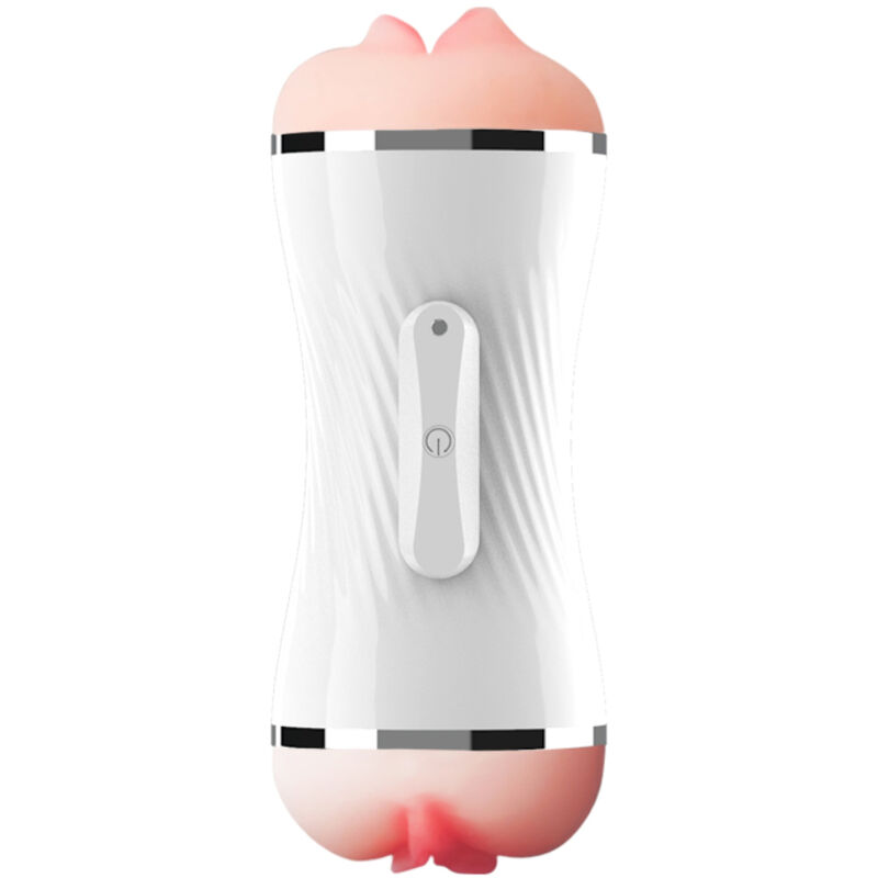 Masturbador doble de vagina y boca con 36 modos de vibración blanco ARMONY
