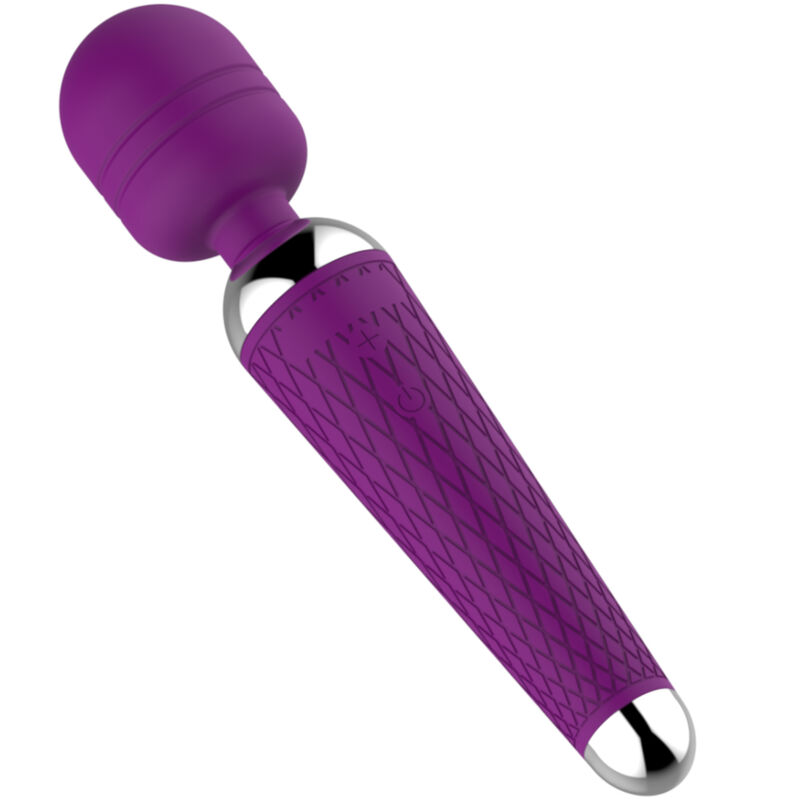Vibrador wand morado con cabezal flexible y 10 programas ARMONY