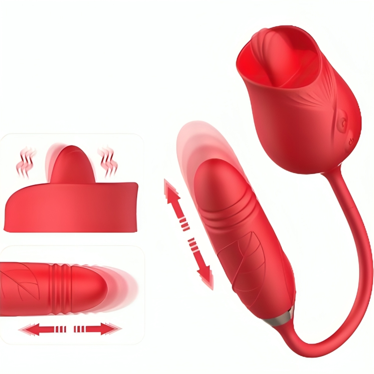 Armony Delight Vibrador Floral Con Empuje Y Lengua Roja