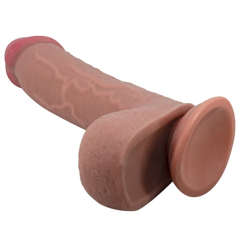 Pretty Love Sliding Skin dildo realista con ventosa, marrón, 23,4 cm