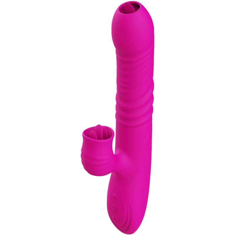 Vibrador rabbit de silicona con doble lengua y efecto calor ARMONY