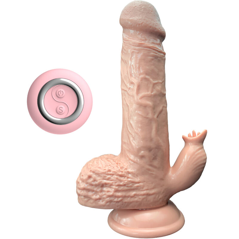 Vibrador realista con movimiento de empuje, estimulación con lengua y función de calor ARMONY