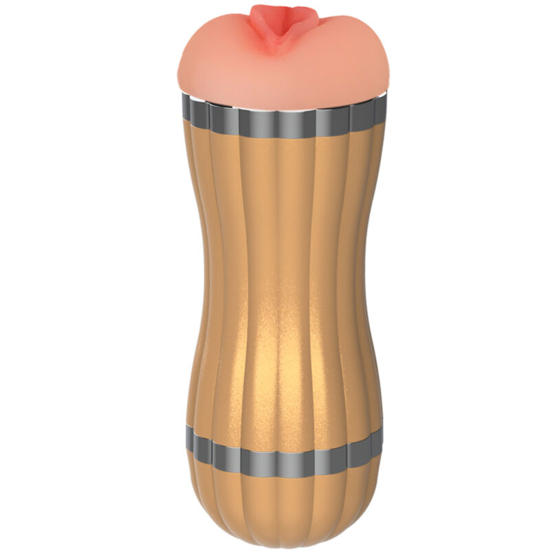 Masturbador doble de vagina y boca de TPE suave dorado ARMONY