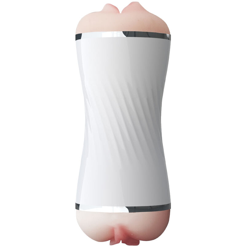 Masturbador doble con vagina y boca de TPE blanco ARMONY