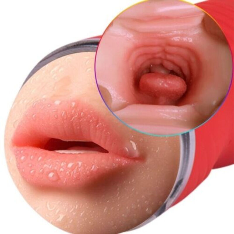 Masturbador doble de vagina y boca de TPE rojo para una estimulación intensa ARMONY