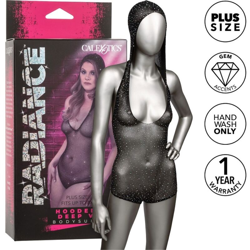 Body de talla grande con capucha y escote pronunciado para curvas CALEXOTICS