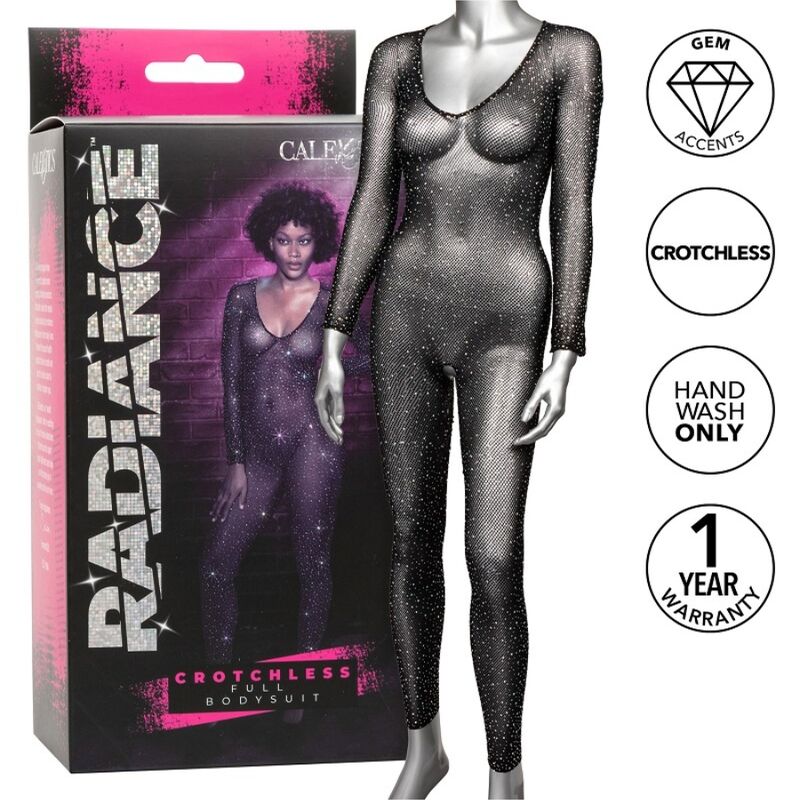Body de rejilla sin entrepierna con strass para un look erótico de cuerpo entero CALEXOTICS