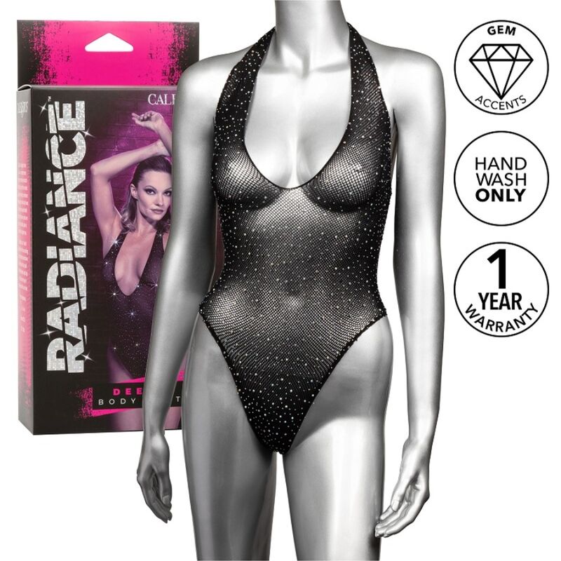 Body transparente con pedrería y escote pronunciado para noches seductoras CALEXOTICS
