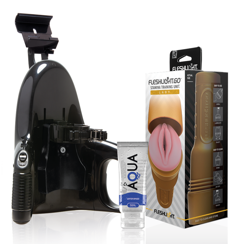 Set masturbador con funda de entrenamiento y masturbador automático para entrenar la resistencia FLESHLIGHT