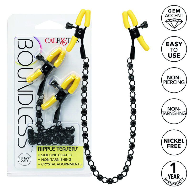 Pinzas para pezones ajustables CalExotics Boundless con cadena