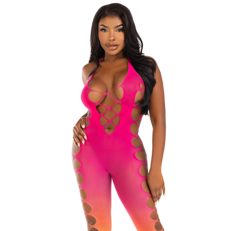 Body de rejilla Leg Avenue Sunset con degradado de color
