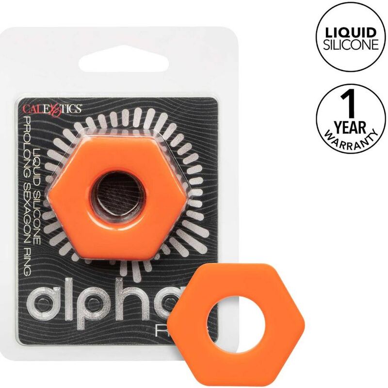 Anillo para el pene CalExotics Alpha Prolong Sexagon sin vibración, naranja