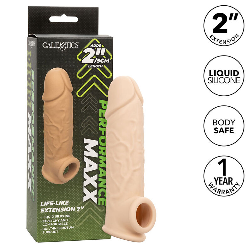 CalExotics Performance Maxx Life Like Extension 7, funda para pene color piel