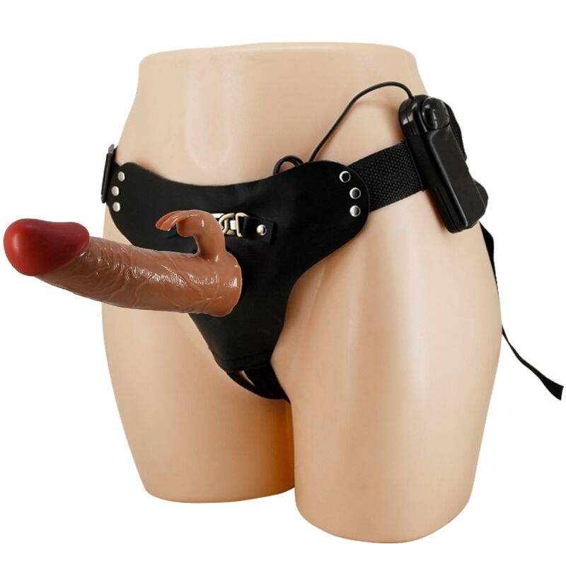Set de arnés con dildo vibrador Pretty Love Marion, 19 cm, marrón
