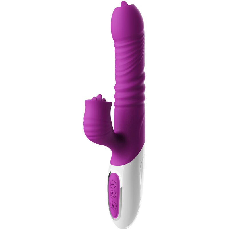 Vibrador de doble lengua con función de empuje y calor, fucsia ARMONY